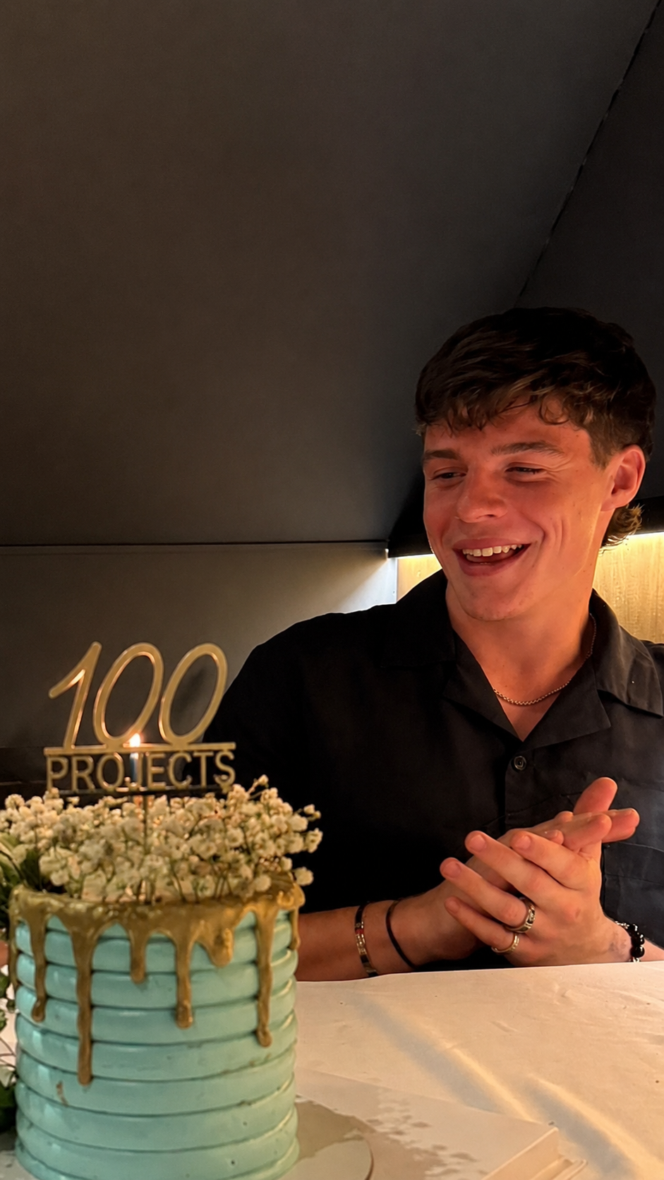 Jasper, founder of GRIMHART, celebrating 100 completed projects